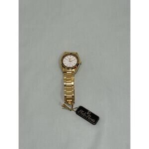 NOS Vintage Philip Persio Men’s Gold Tone Quartz Watch White Dial.